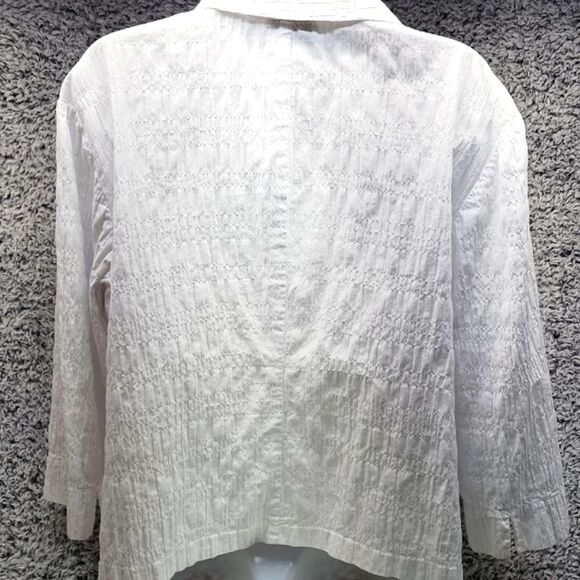 Talbots 3/4 Sleeve Button Down Blouse 98% Stretch Puff Cotton White Womans 12... - Picture 7 of 12